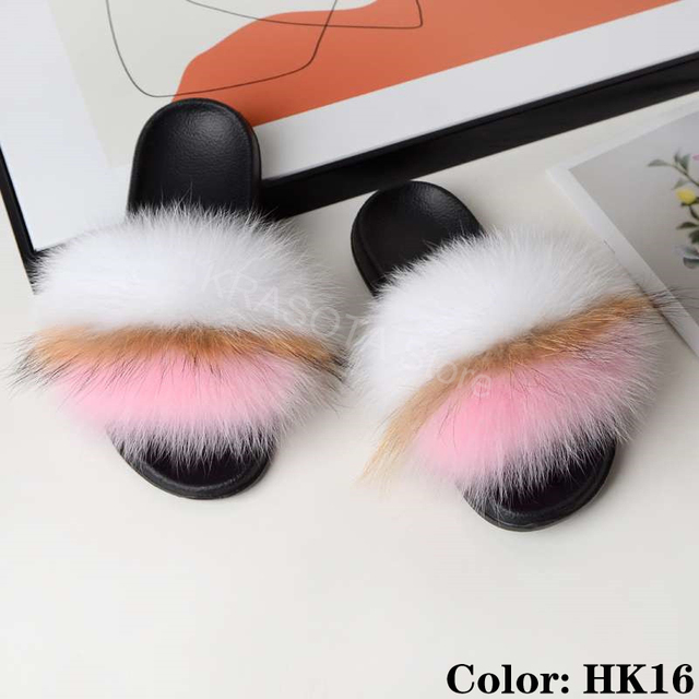 Natural Fur Slippers Women Home Fluffy Slippers House Furry Slides Luxury Summer Flip Flops with Real Fur Wholesale Dropshipping