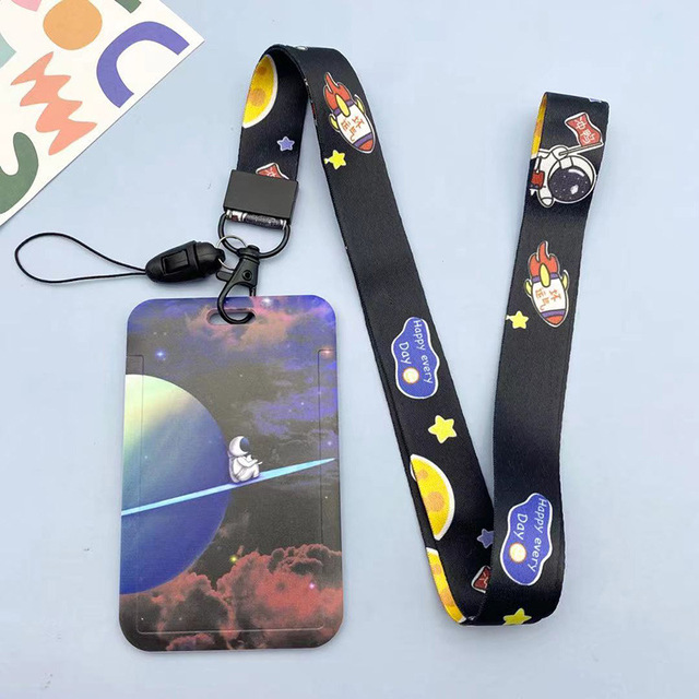 New Cartoon Space ID Credit Bank Card Holder Students Bus Visiting Card Case Door ID Badge Cards Cover for Women Men Pendants