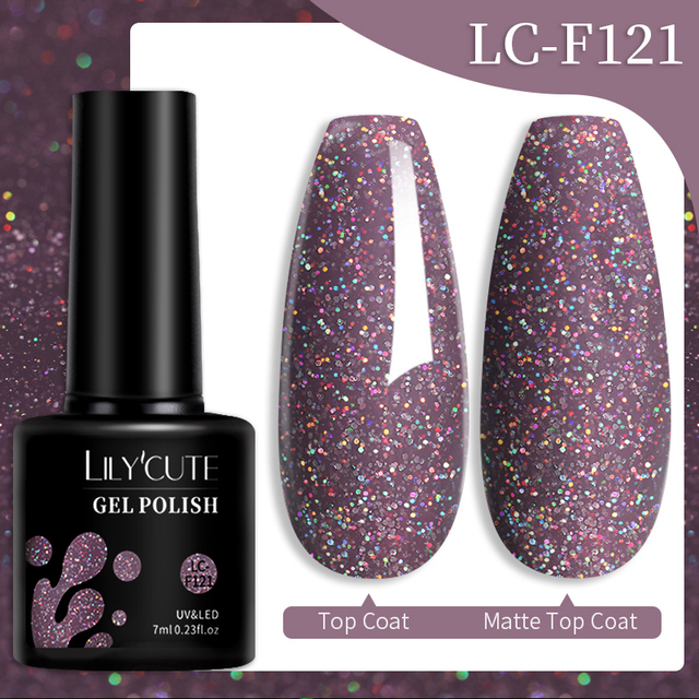 LILYCUTE 7ml Glitter Gel Nail Polish Laser Sequins Soak Off UV Gel Semi Permanent Colored Nails Gel Polish DIY Nail Art Esmalte