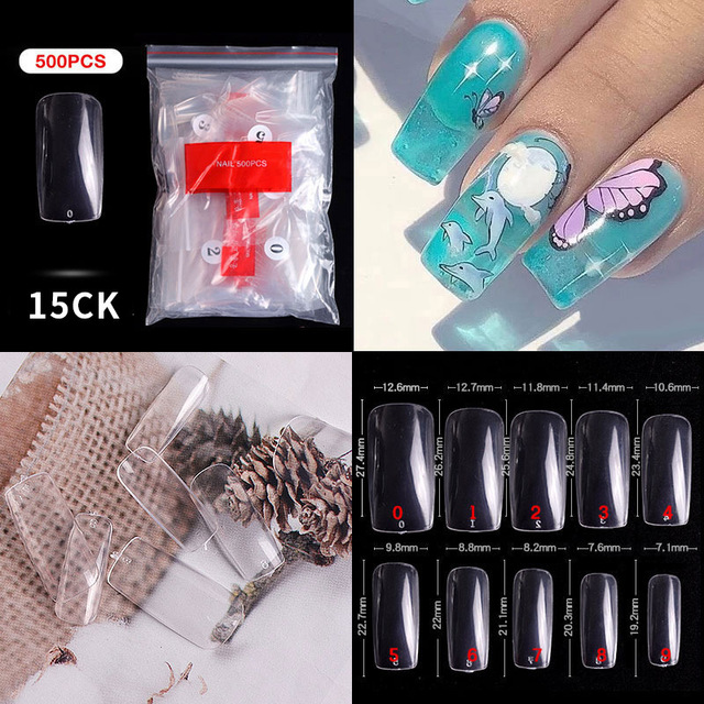 500pcs False Nail Extension Full Cover Fake Nails French False Nail Clear/White False Nail Tips Art Manicure Tool French Nail