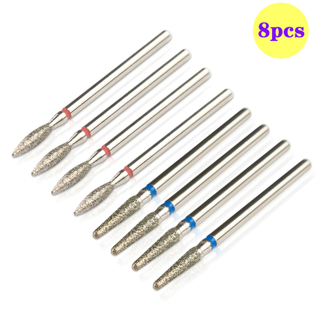 8pcs Diamond Milling Cutter for Manicure Set Nail Drill Bits Accessories Nozzles for Manicure Cutters Pedicure Sanding Nail File