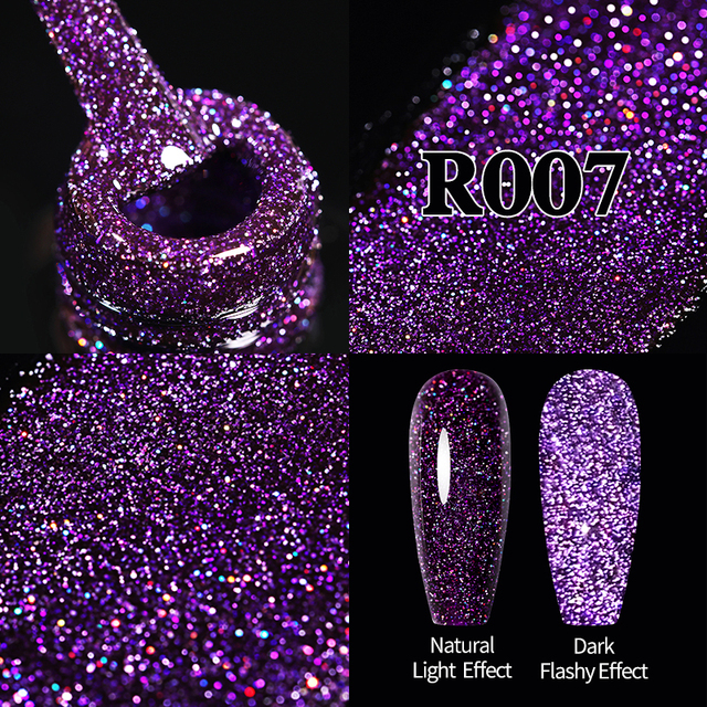 UR Sugar Fluorescent Reflective Gel Holographic Gel Nail Polish Shine Neon Glitter Semi Permanent Soak Off UV LED Nail Gel