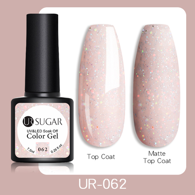 UR SUGAR 7.5ml Glitter UV Gel Polish Bling Sequins Rose Gold Silver Soak Off Manicure Nail UV Gel Polish Lacquer Base