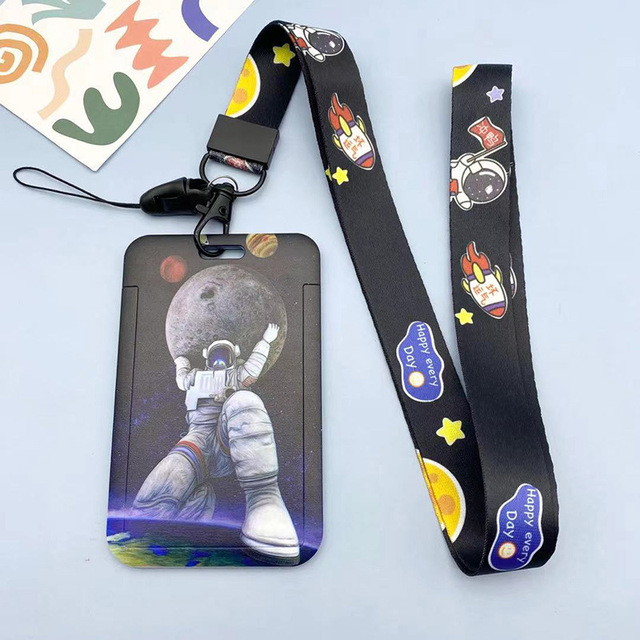 New Cartoon Space ID Credit Bank Card Holder Students Bus Visiting Card Case Door ID Badge Cards Cover for Women Men Pendants