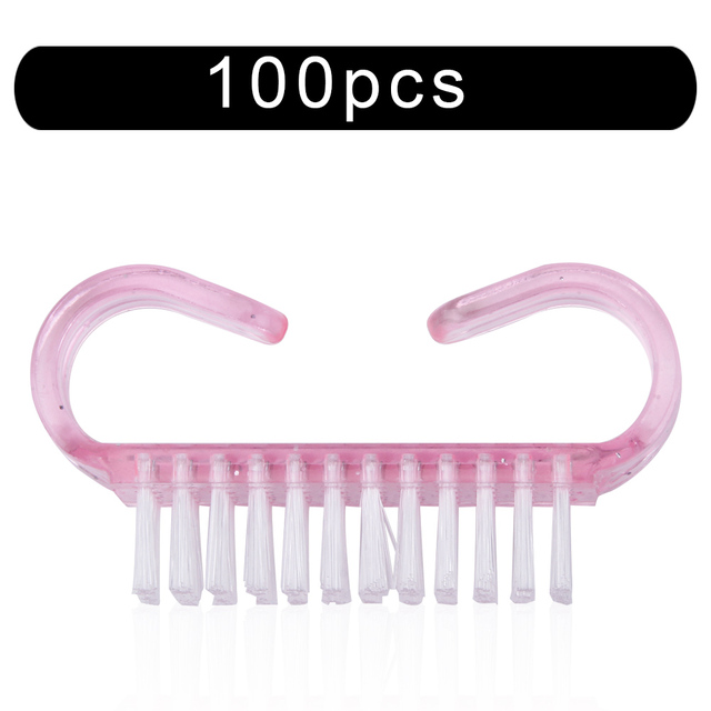 10/50/100pcs New Acrylic Nail Cleaning Brush Dust Removal Brush Nail Pedicure Plastic Gel Manicure Brushes Handle Scrubbing Tool