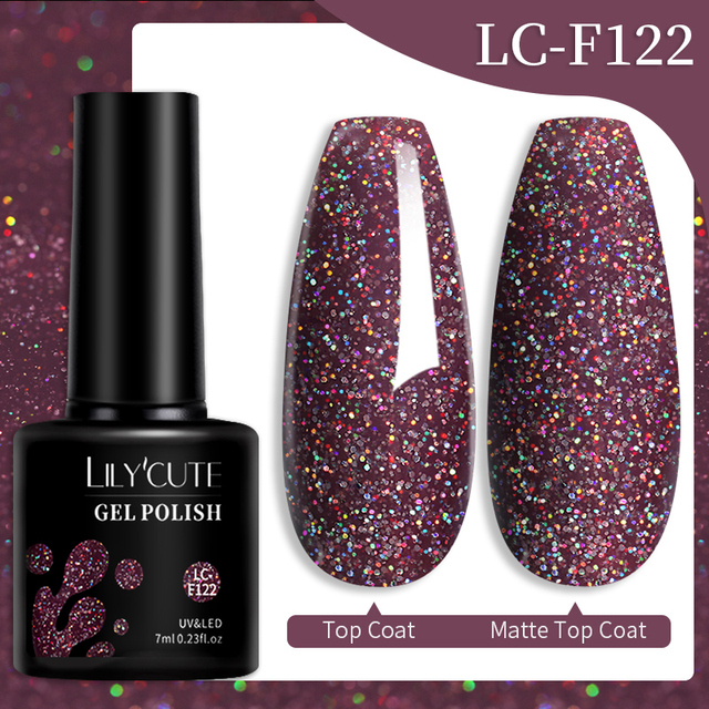 LILYCUTE 7ml Glitter Gel Nail Polish Laser Sequins Soak Off UV Gel Semi Permanent Colored Nails Gel Polish DIY Nail Art Esmalte