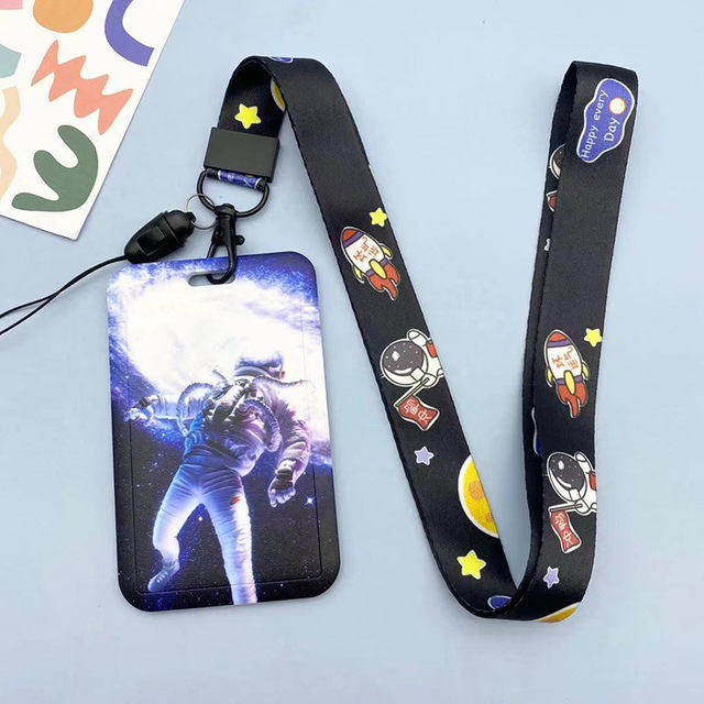 New Cartoon Space ID Credit Bank Card Holder Students Bus Visiting Card Case Door ID Badge Cards Cover for Women Men Pendants