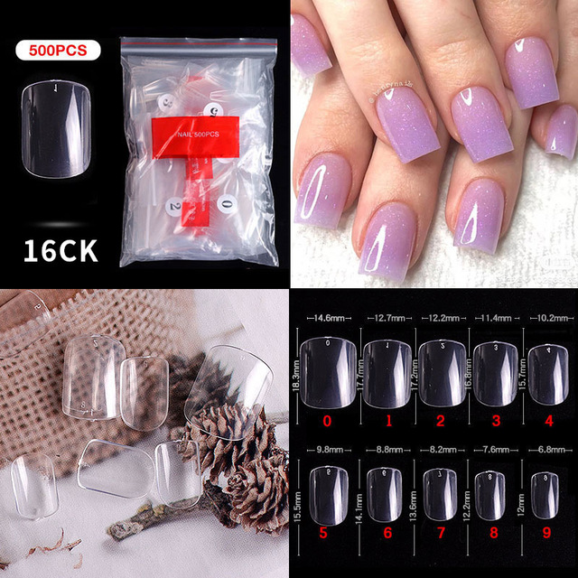 500pcs False Nail Extension Full Cover Fake Nails French False Nail Clear/White False Nail Tips Art Manicure Tool French Nail