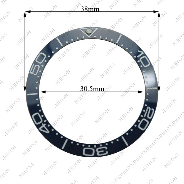 NEITON 38mm Ceramic Bezel GMT & Diving Watch Insert for 40mm Men's Watch Watches Replacement Watch Accessories Simple Dial Watch Bezel Ins