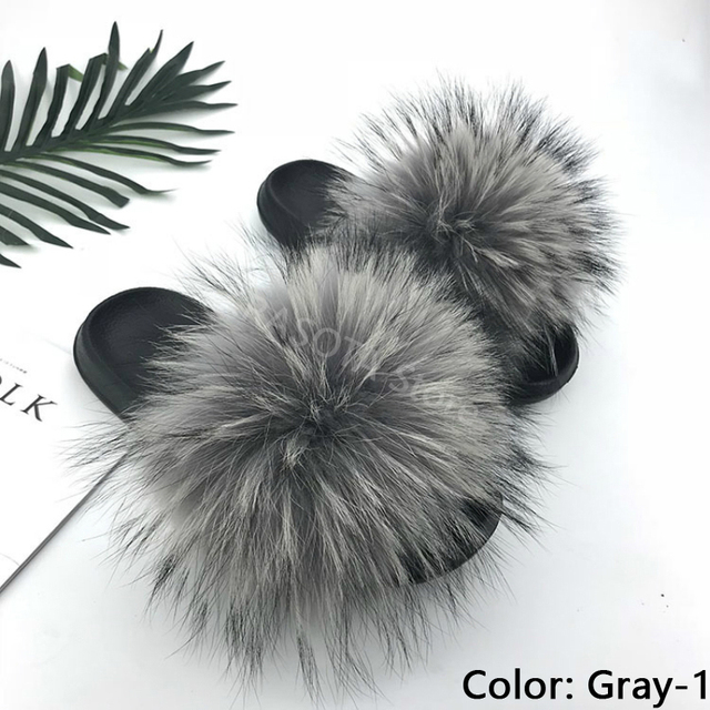 Natural Fur Slippers Women Home Fluffy Slippers House Furry Slides Luxury Summer Flip Flops with Real Fur Wholesale Dropshipping