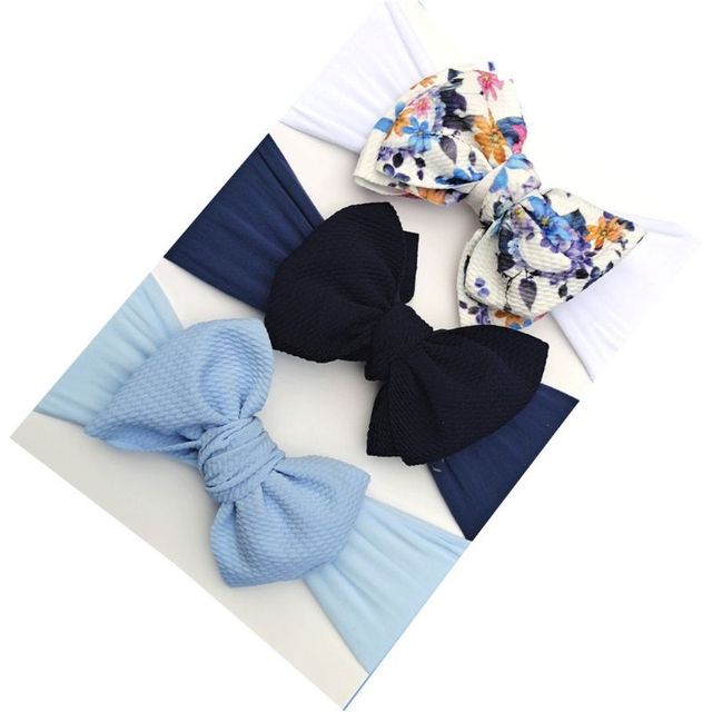 3pcs/set Baby Girls Lovely Bow Hairband Elastic Wide Headband Stretch Knot Headbands Turban Headdress Clothes Accessory