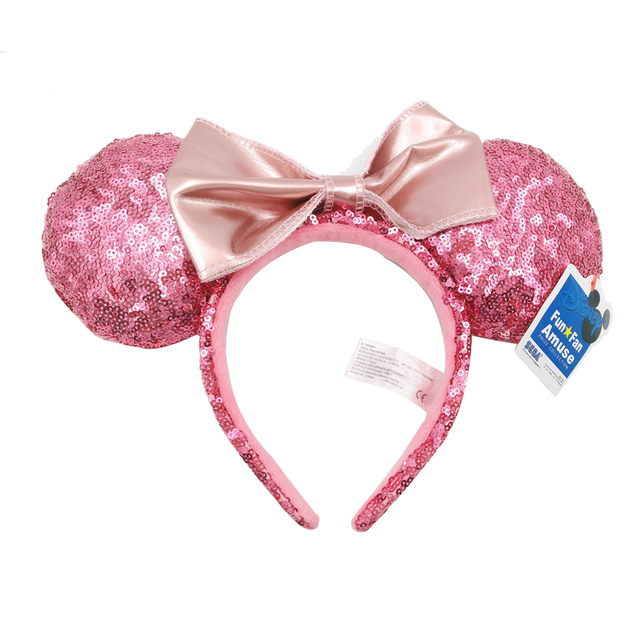 Cartoon Minnie Mermaid Princess Big Ears Headband Sequin Bows Ears Costume Headband Cosplay Plush Adult/Kids Headband Gift