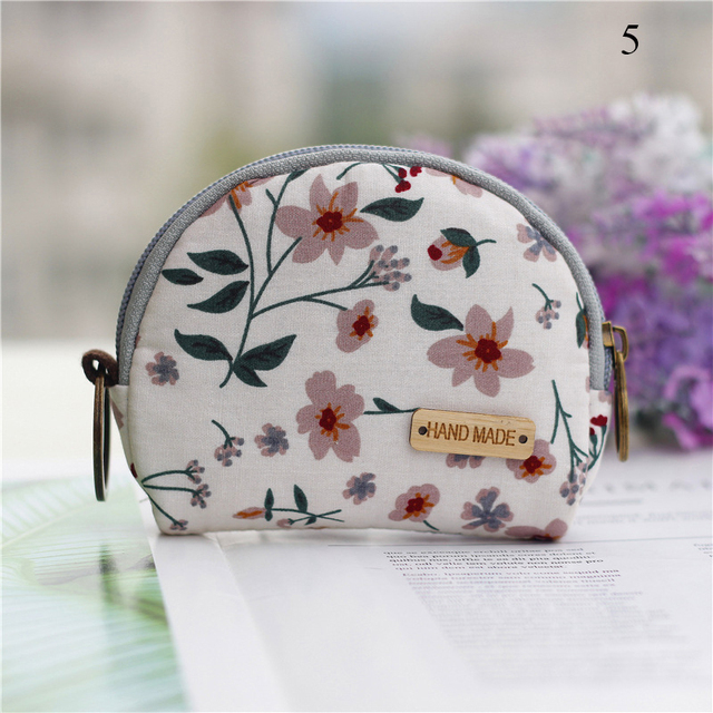 Fashion Brand Wallet Women Lovely Bowknot Flower Print Small Coin Bag Wallet Canvas Zipper Female Coin Purse Purse Earphone