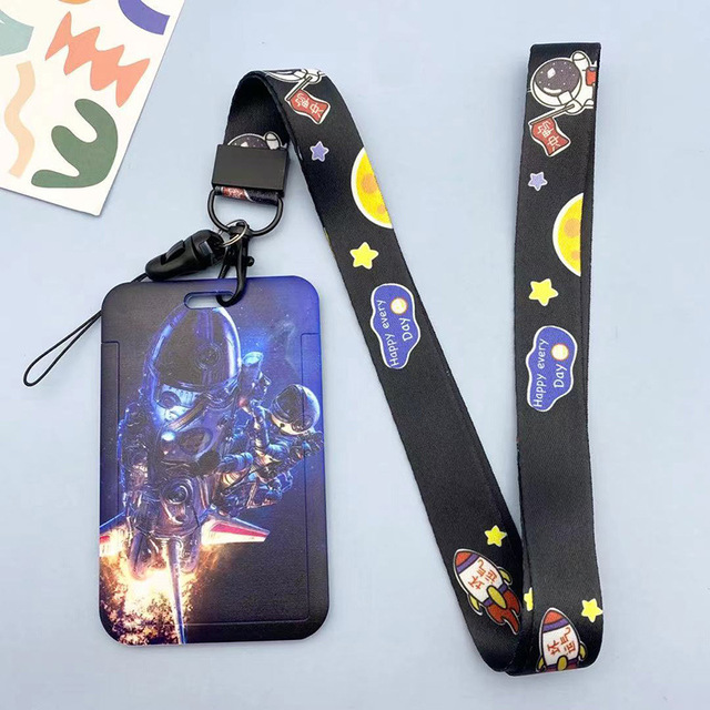 New Cartoon Space ID Credit Bank Card Holder Students Bus Visiting Card Case Door ID Badge Cards Cover for Women Men Pendants