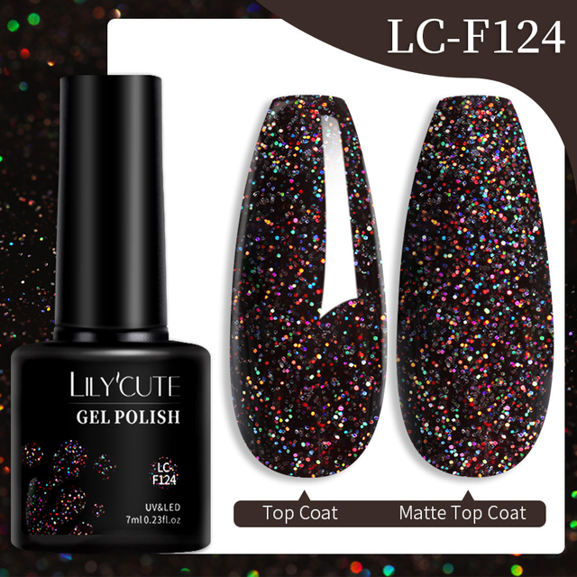 LILYCUTE 7ml Glitter Gel Nail Polish Laser Sequins Soak Off UV Gel Semi Permanent Colored Nails Gel Polish DIY Nail Art Esmalte