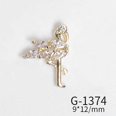 10pcs/lot 3D Luxury Moon Crane Zircon Crystals Rhinestones Pearl Nail Art Jewelry Nail Decorations Accessories Charms Supplies