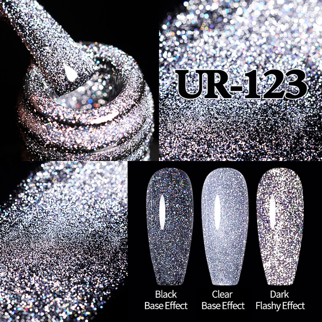 ur sugar fluorescent reflective gel nail polish neon yellow pink red glitter semi permanent soak off uv led nail polish