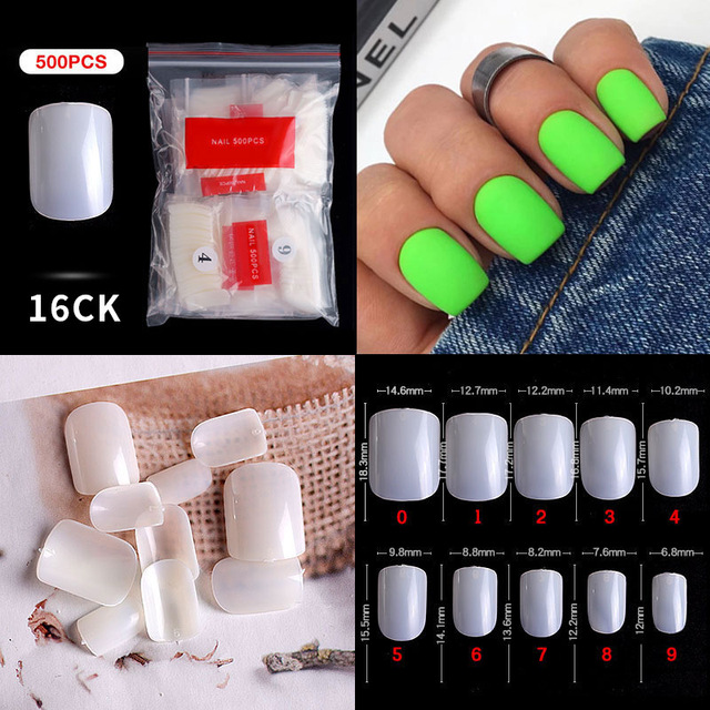 500pcs False Nail Extension Full Cover Fake Nails French False Nail Clear/White False Nail Tips Art Manicure Tool French Nail