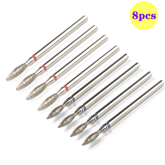 8pcs Diamond Milling Cutter for Manicure Set Nail Drill Bits Accessories Nozzles for Manicure Cutters Pedicure Sanding Nail File