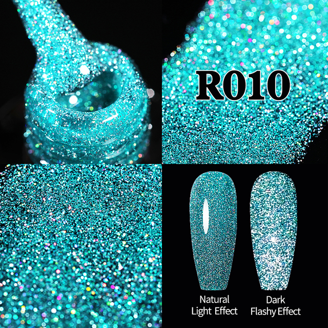 UR Sugar Fluorescent Reflective Gel Holographic Gel Nail Polish Shine Neon Glitter Semi Permanent Soak Off UV LED Nail Gel