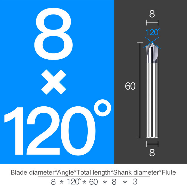 Chamfer Milling Cutter Carbide Angle Anti Chamfer End Mill Deburring V Grove Router 60 90 120 Degree 2 3 Flutes