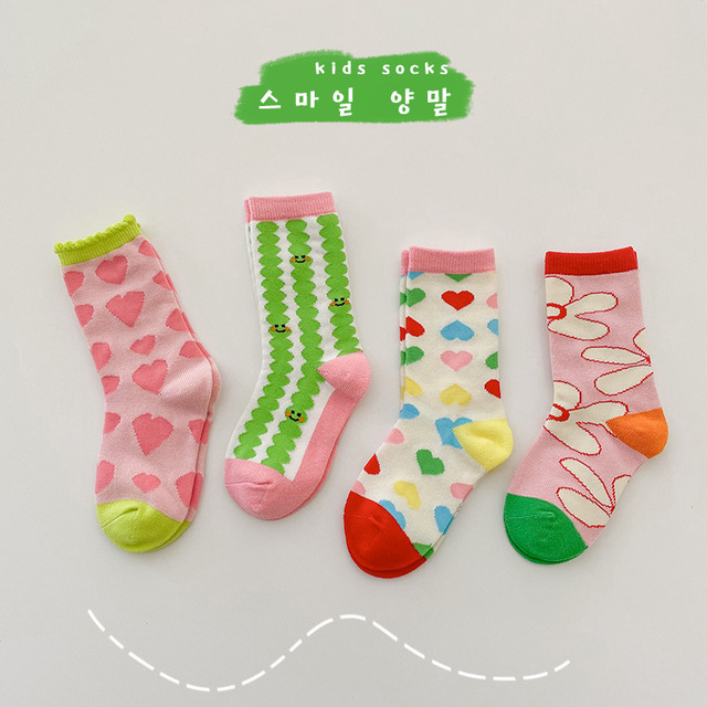 Children Baby Girls Leg Warmer Cartoon High Socks Cute Cotton Socks Toddler Spring Clothes 2022 Toddler Cartoon Socks 4 pairs/lot