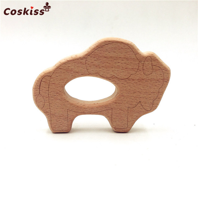 Lovely Cartoon Wood Teether 10pcs Pure Natural Animal Shaped Baby Teething Nursing Wood Teether Baby Girl DIY Pendant Toys