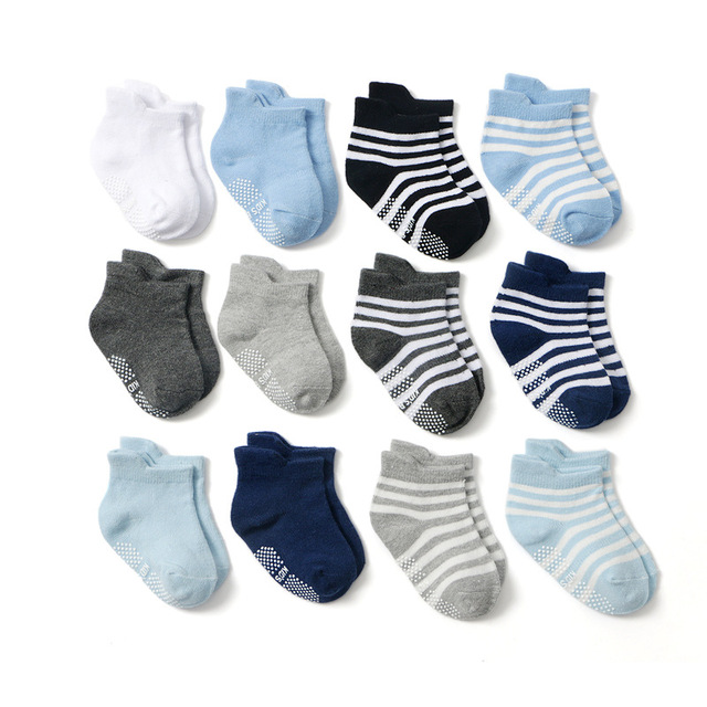 12 pairs/lot early childhood socks cotton floor socks boy gril baby short socks non-slip 1-5 years