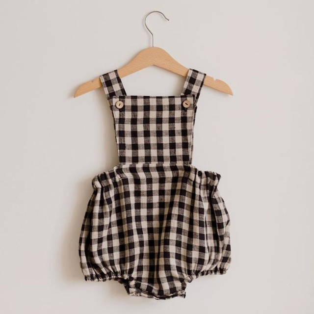 Newborn Baby Boy Girl Romper for 0-2Y Summer Cotton Linen Baby Jumpsuit Plaid Sleeveless Backless Solid Baby Outfits Clothes