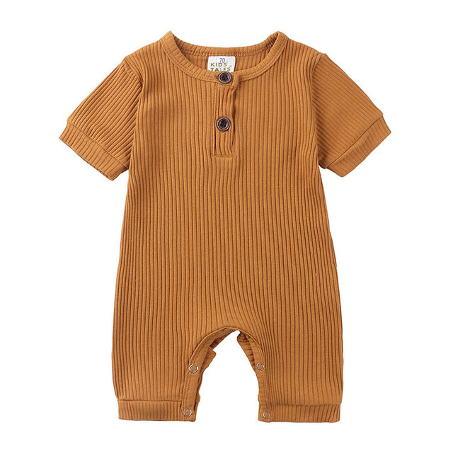 Newborn Summer Romper, Regular Color, Girls Clothes, Short Sleeve, Round Neck, Boys, 0-24 Months