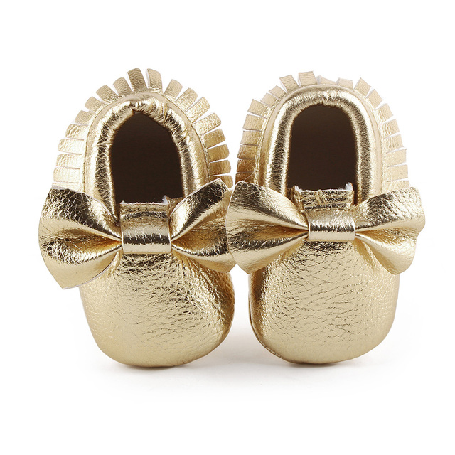 Newborn Baby Shoes Infant Boys Girl First Walker PU Sole Princess Bowknot Fringe Toddler Baby Crib Shoes Casual Moccasins