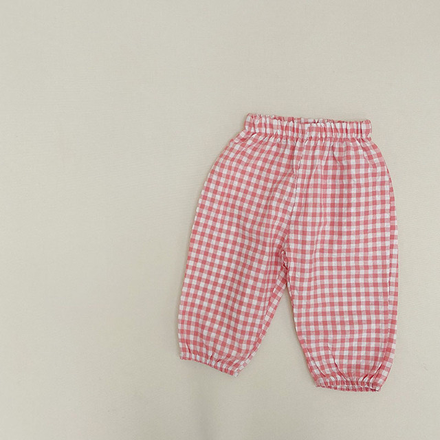 MILANCEL 2022 summer kids plaid pants casual pants boys and girls thin pants ninth