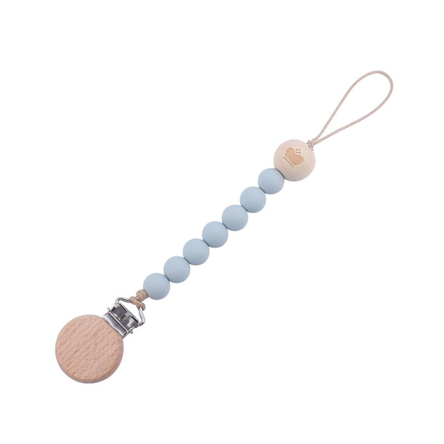 Wooden Baby Infant Toddler Doll Pacifier Silicone Soother Nipple Clip Chain Strap Baby Holder Chew Baby Teether Teething