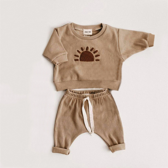 Fashion Baby Clothes Set Spring Baby Boy Girl Casual Tops Loose Sweater Trousers 2pcs Newborn Baby Boy Clothes Outfits