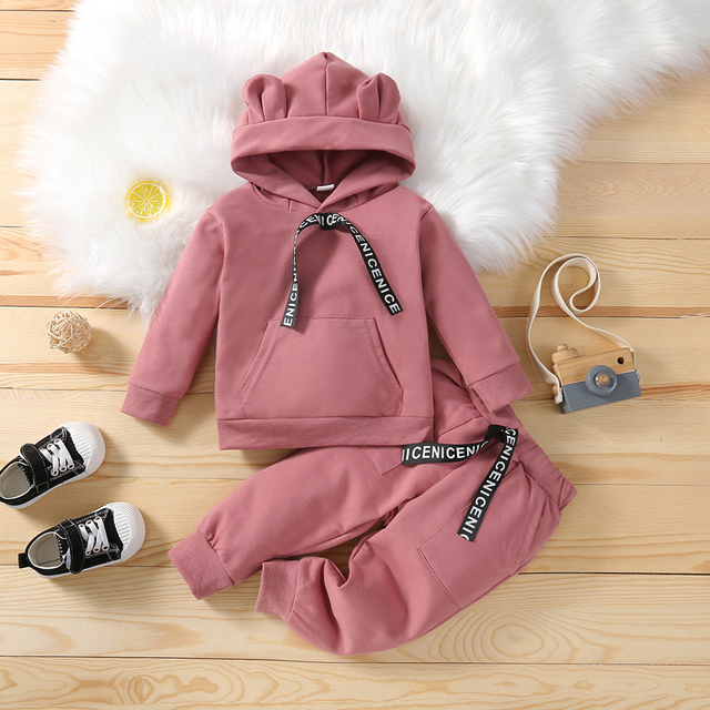 Spring Autumn Children Cotton Clothing Suit Baby Boys Girls Clothes Kids Sport Hoodies Pants 2pcs/sets Fashion Toddler Tracksuits