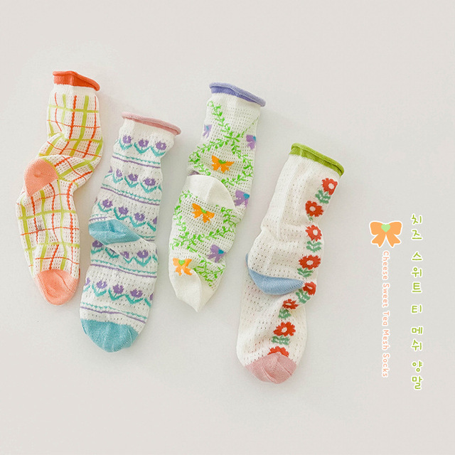 MILANCEL 2022 Summer Baby Socks Children Mesh Socks Girls Floral Socks Boys Socks