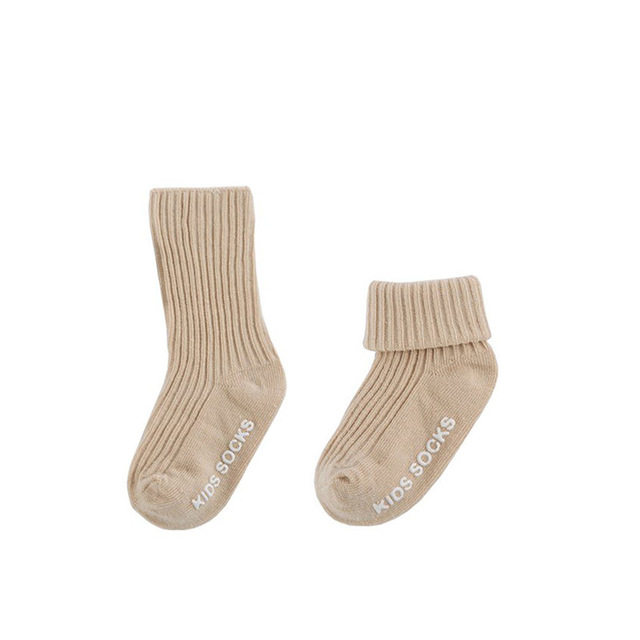 3 Pairs Baby Boys Socks Solid Color Kids Spring Autumn Cotton Breathable Keep Warm Floor Anti-slip Baby Girls Socks