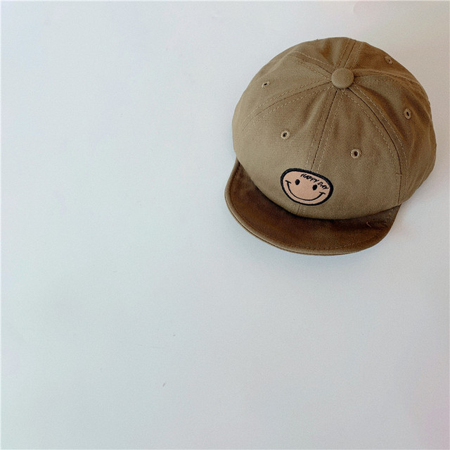 MILANCEL 2022 Spring New Kids Cap Embroidered Baseball Cap Smiley Boys and Girls Soft Brim Sunhat