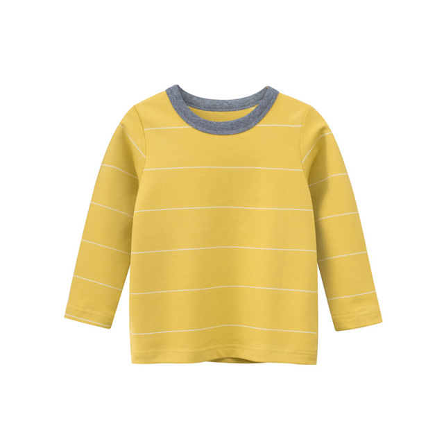 Kids Boy 2-10Y Spring Autumn Children T-shirt 100% Cotton Long Sleeve Male Boy Striped Striped Children Clothes Yellow Black