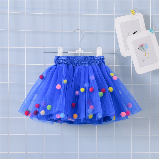 2022 New Arrival Infant Mulity Colorful Tulle Tutu Skirt Pom Pom Princess Mini Dress Children's Clothing Pettiskirt Girl Clothes