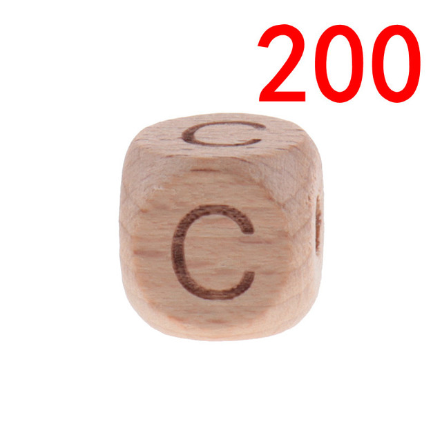 200pcs 12mm Beech Wooden Beads For Baby Wood Letters Bead Baby Teether Diy Beads With Silicone Teether Letters Alphabet