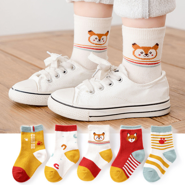 5pairs/lot Winter Kids Socks Cute Cartoon Autumn Baby Boys Girls Toddler Socks Soft Cotton Children Socks 1 to 12 Years