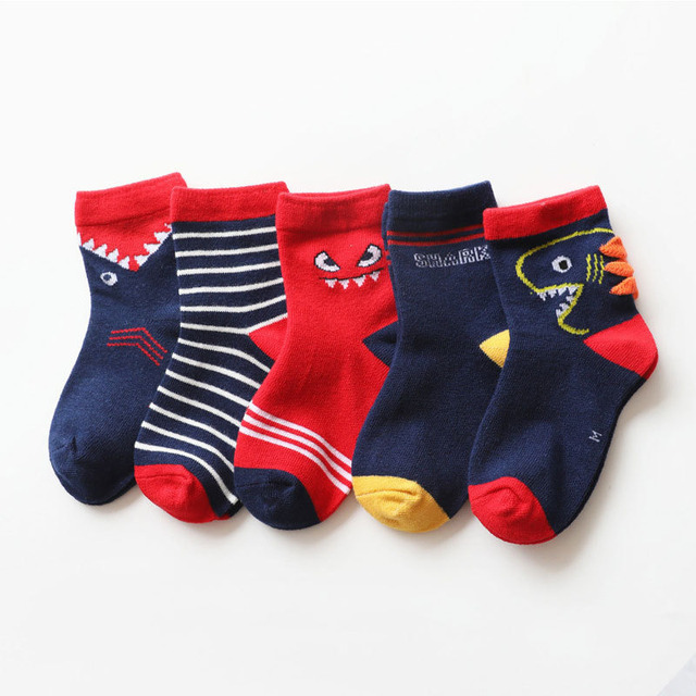 2022 5pairs/lot Children Cotton Boys Girls Socks Cute Cartoon Pattern Kids Socks for Baby Boy Girl Sport Pattern Suitable for 1-12Y