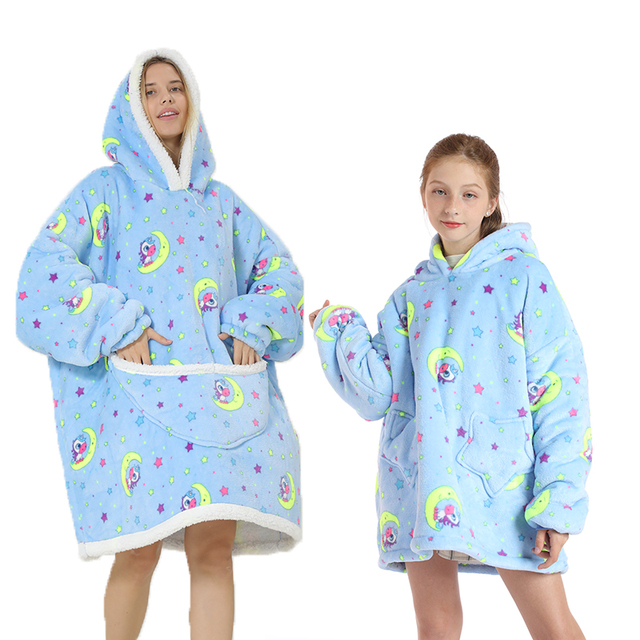 Winter Sherpa Blanket Plush Fleece Family Matching Hoodie Girl Sweatshirt Avocado Homewear Oversized,if you need 2pcs,pls order 2