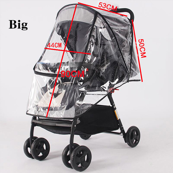 Stroller accessories waterproof rain cover transparent wind dust shield zipper open raincoat for baby stroller cover