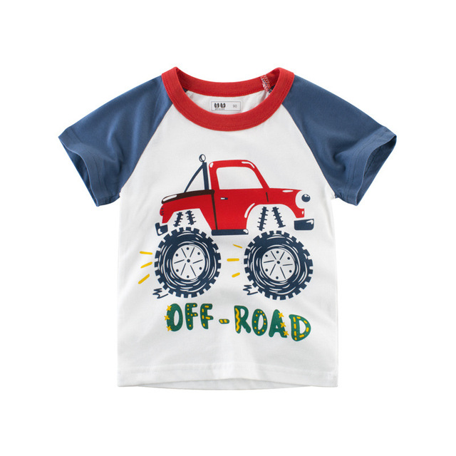 2-8 years old children's summer T-shirt, children's clothing, short-sleeved T-shirt, cartoon car T-shirt, children's cotton T-shirt