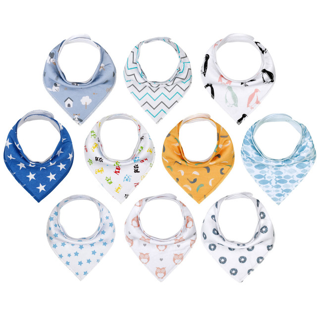 Baby Saliva Embellished Bib Unisex 10pcs Set Saliva & Teething Bibs 100% Organic Cotton Newborn Absorbent Hypoallergenic Bibs