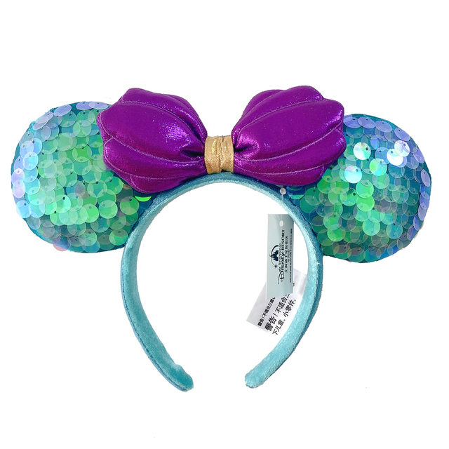 New Disney Mickey Mouse Ears Headband Space Lunar Mountain New Year Minnie Bow Pink Sequins Cartoon Anime Headdress Headband Gif