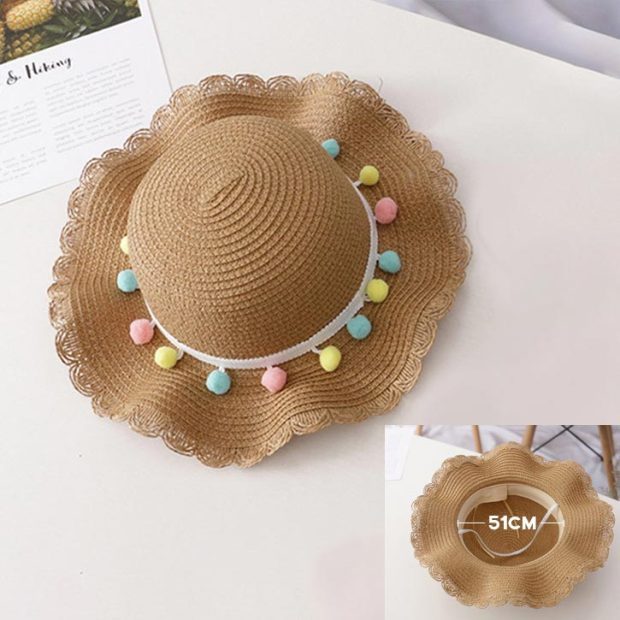 Bear Learner Kids Girls Hats 2022 New Fashion Summer Lace Flowers Caps Breathable Elegant Straw Hat Sunhat Lovely Baby Bonnet