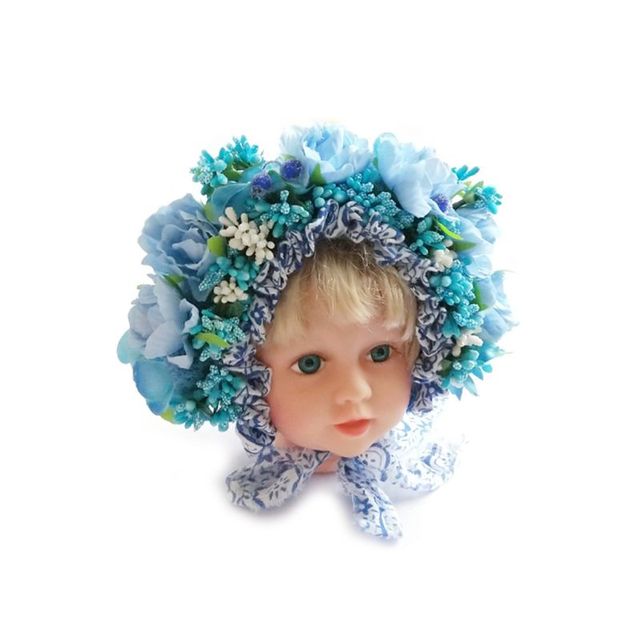 Newborn Photography Props Baby Handmade Flowers Colorful Bonnet Hat Infant Studio Shooting Photo Props Posing Accessories